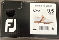 NEW FootJoy Golf Premiere Series 54535 Packard LX White Brown Leather 9.5 Medium