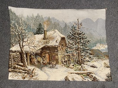 Vintage Tapex Wien 170-589 handgedruckte Nadelspitze Leinwand (Die Schmiede) 22x30 Zoll