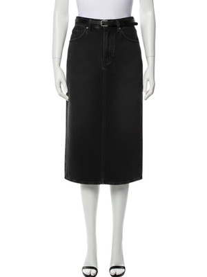 Levi's High Rise Back Slit Black Slim Denim Skirt Womens 23 Birds Of A Feather