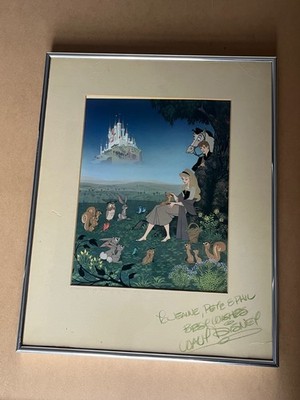 Vintage Walt Disney handsignierte Dornröschen Zelluloid Zeichnung