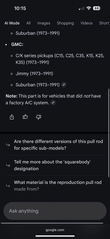 New OEM GM 466717 Kick Panel Air Vent Pull Rod 73-91 Chevy GMC Square Body Truck - Image 3 of 4