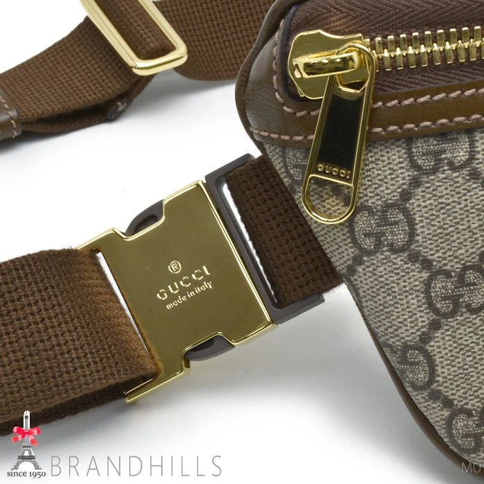 Gucci GG Supreme Beige Ebony Mens Belt Bag 682933