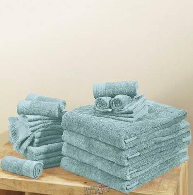 24-Piece Everyday Ringspun Cotton Towel Set Blue Haze