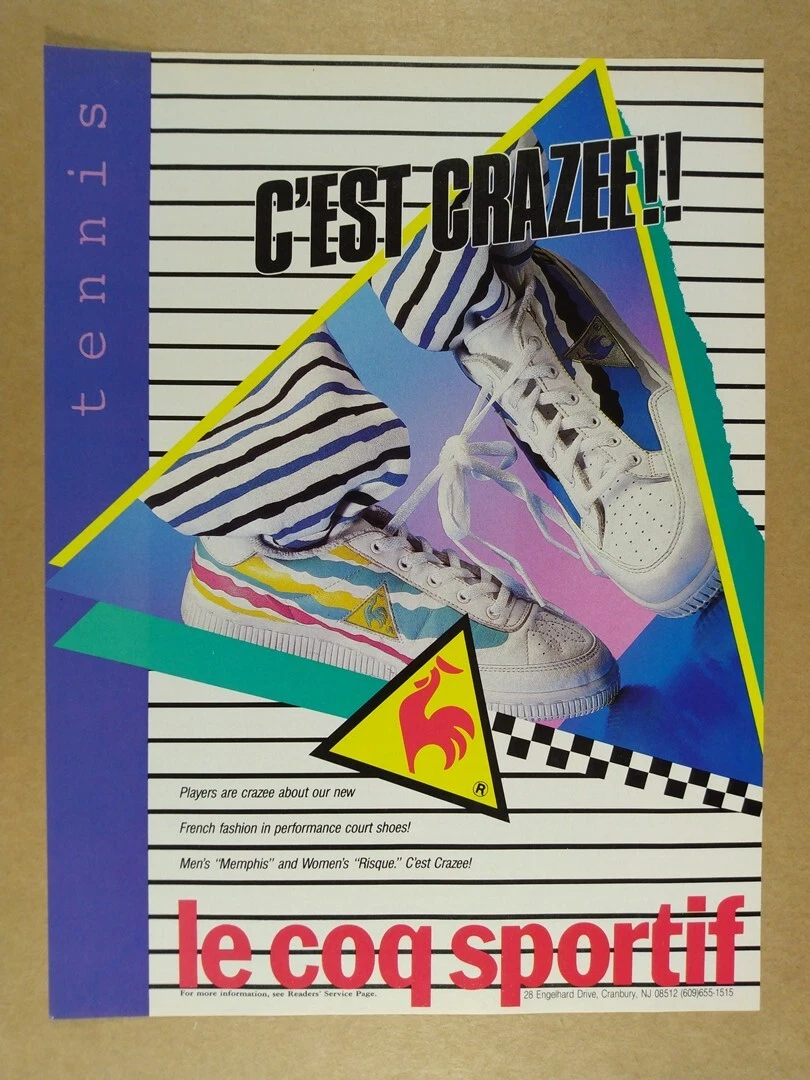1988 Le Coq Sportif Memphis Risque Tennis Shoes vintage print Ad
