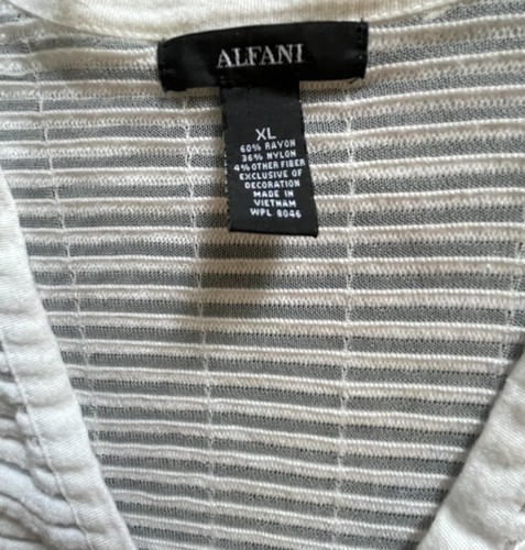 Alfani weiße transparente gestreifte offene Strickjacke Damen XL Strand Coverup Kreuzfahrt - Bild 8 von 8