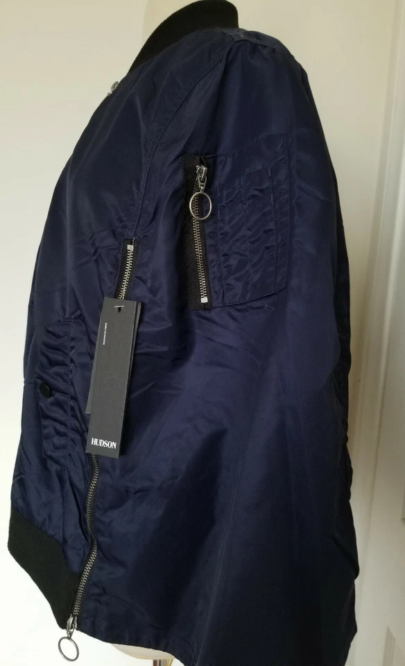 Hudson Foxtrot Capa Poncho Cremallera Chaqueta Bomber Azul Marino Talla M $359 Foto 2 de 4