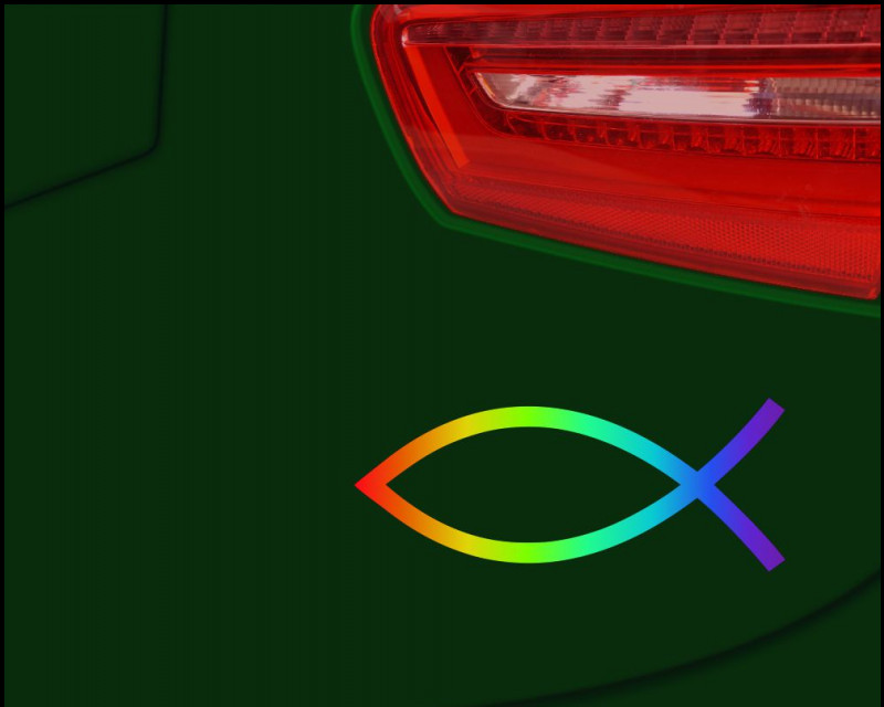 Aufkleber Christenfisch Regenbogen Fisch Gott Symbol ICHTHYS