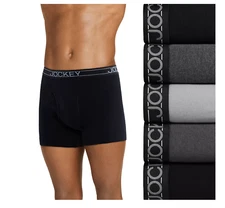 Men's Jockey 4+1 Free Everyday Cotton Blend Boxer Briefs (Multi Gray) Underwear