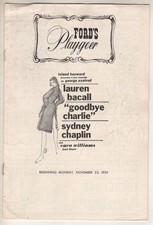 Lauren Bacall  "Goodbye,  Charlie"  TRYOUT  Playbill 1959  Sydney Chaplin