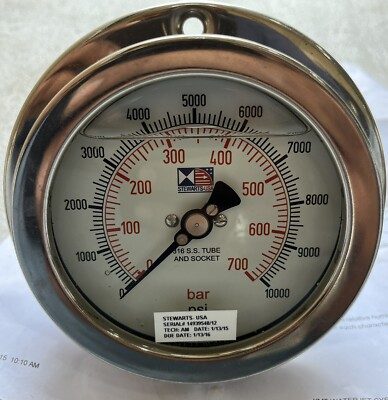 #ad #ad Stewarts USA 0 10000 PSI 0 700 BAR Pressure Gauge SERIAL# 14939548 12 🆕 $200.00