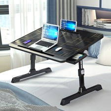 Adjustable Bed Trays Foldable Laptop Desk Drawer Tablet Slot Non-slip Legs Table