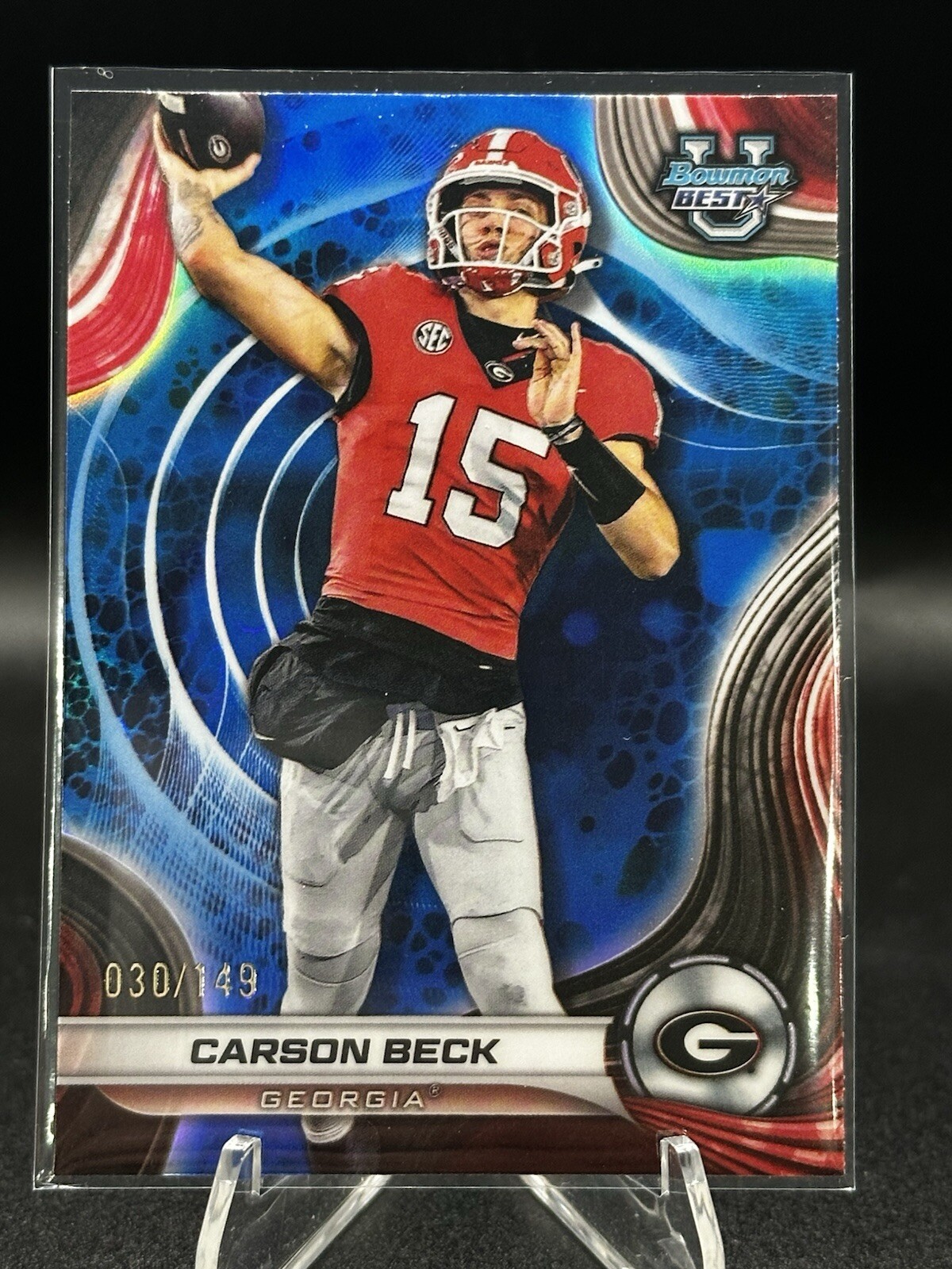 2024 Bowman U Best Blue Refractor Carson Beck /149 #4 Georgia Bulldogs / Miami