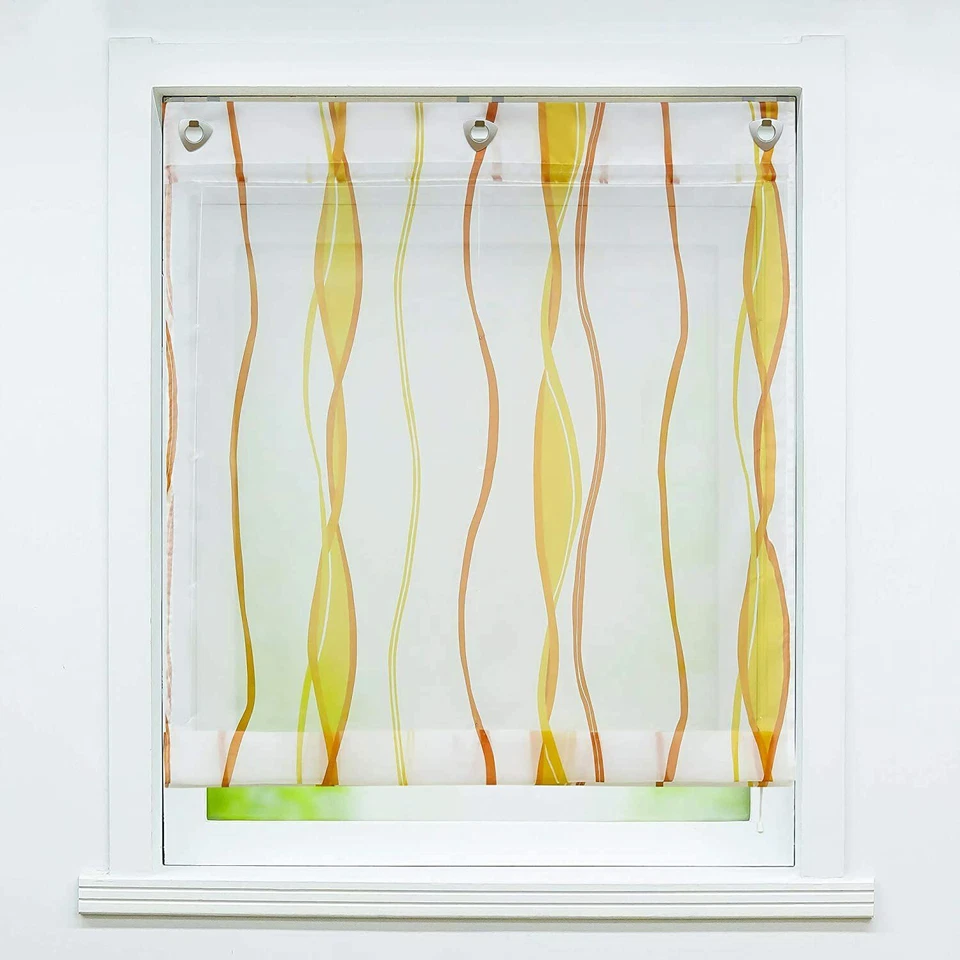 Raffrollo Gardine ohne Bohren Rollos Ösenrollo Raffgardinen Voile Modern Vorhang - Bild 3 von 4