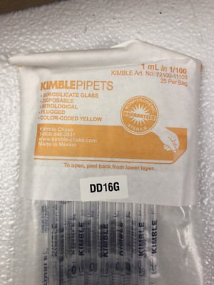 Kimble Glass Co 72100-11100 Serological Borosilicate Glass Pipets 175 ...