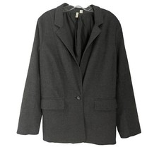 Frenchi Grey One Button Long Sleeve Notch Lapel Blazer Jacket X-large Xl
