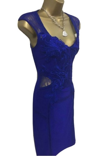 Abito Bodycon Blu Lipsy 12 UK Festa Occasione Matrimonio Cobalto Ricamato Pizzo - Foto 10 di 22