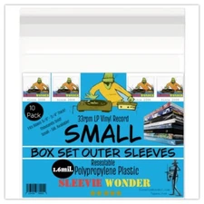 SMALL Box Set Sleeves (x10) 1.6mil Clear + Seal Up Fits 3/8 - 3/4" Thick - 33rpm