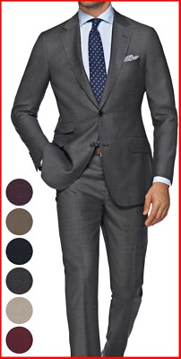 Mens Gray Suits 44r Jacket 38 Pants Business Formal Luxury bespoke gray suits