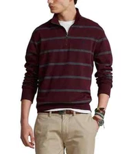 $110 Polo Ralph Lauren Men's, Quarter-Zip Luxury Jersey Stripe Pullover, Multi,S