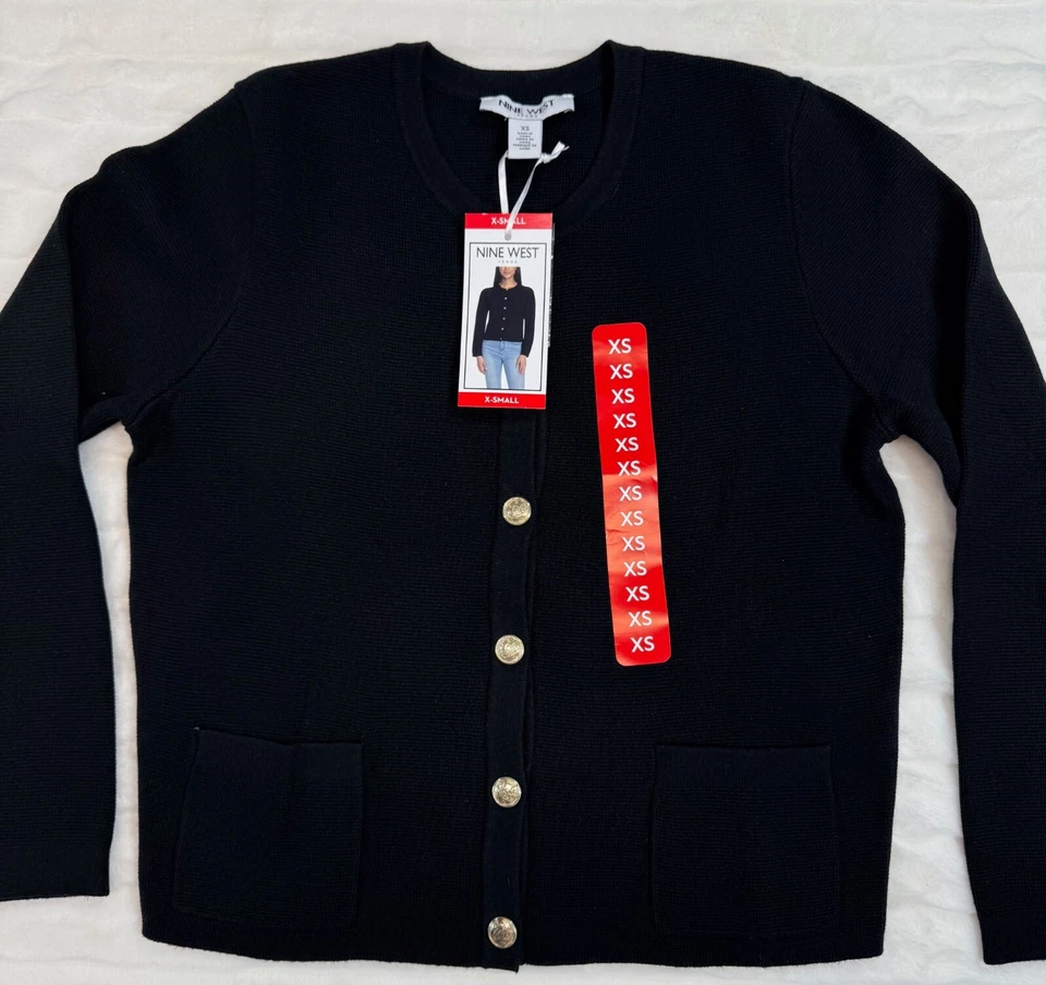 Cárdigan Suéter Nine West Para Mujer XSmall Negro Primavera Relajado Elegante Elegante Elegante Foto 2 de 4