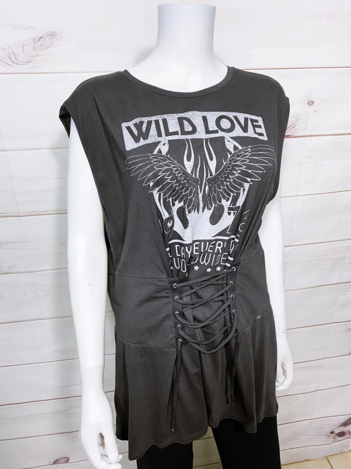 Corsé Express para mujer talla XL gris Wild Love 1976 con cordones sin mangas Foto 2 de 4