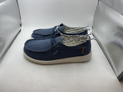 Hey Dude Wendy GS Youth Sz 2 Blue Sparkling Denim Comfort Casual Slip On NEW!