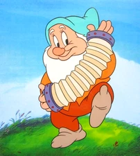 DOPEY SNOW WHITE DWARFS WALT DISNEY ORIGINAL drawing cel BOOK  art accordion