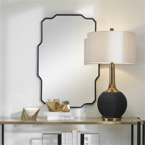 Uttermost Casmus Contemporary Iron Metal Wall Mirror in Matte Black - Picture 6 of 7