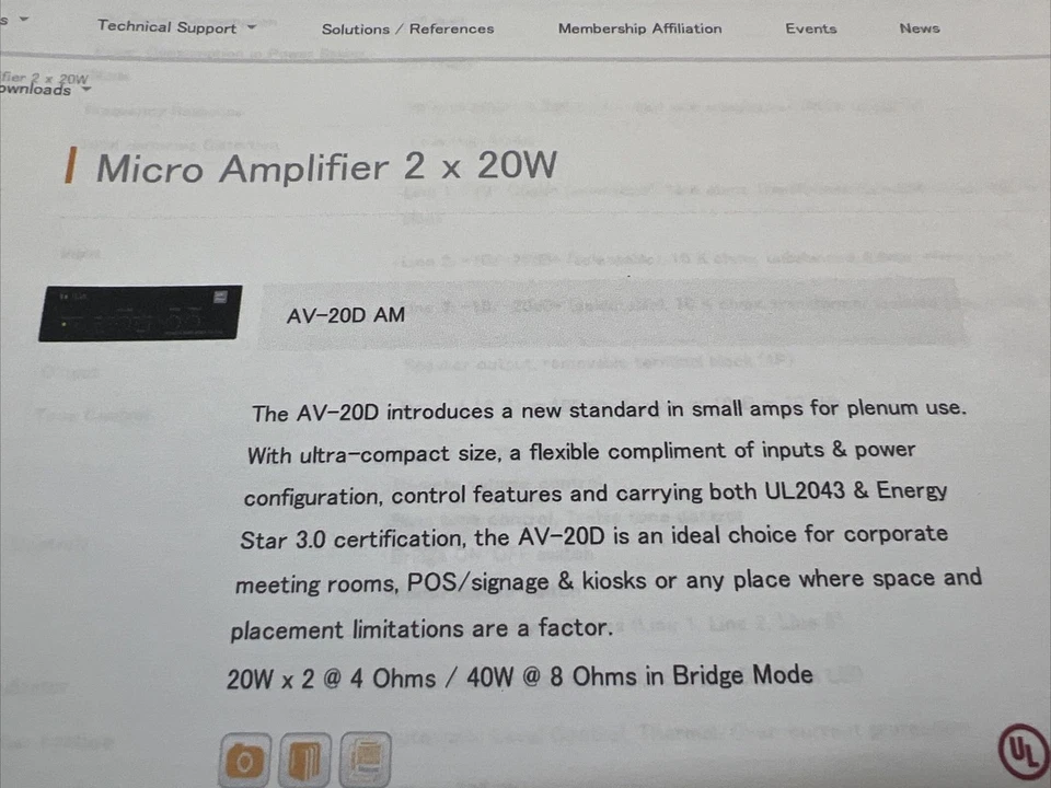 TOA POWER AMPLIFER AV-20D WITH RACK KIT MB-AV20RM USED - Image 3 of 4