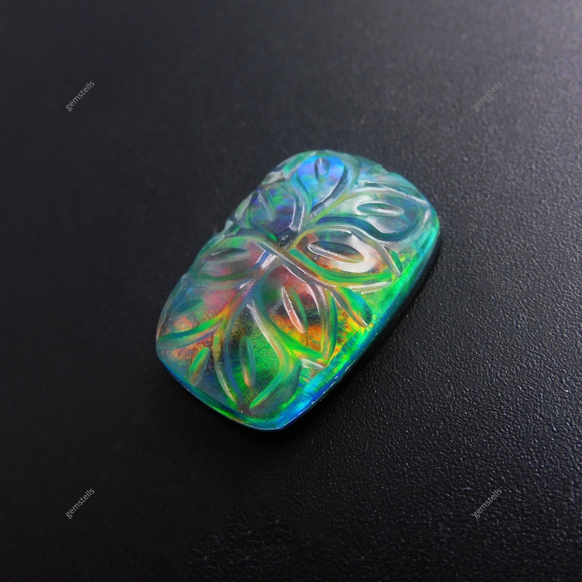 Cushion Cut Ct CERTIFIED Natural Multi Color Opal Doublet