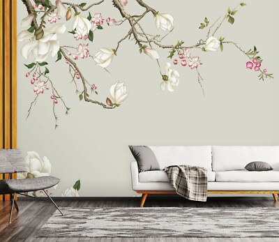 3D White Magnolia Branch 41499NA Wallpaper Wall Murals Removable Wallpaper Fay