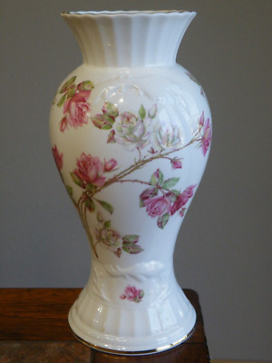 Vintage AYNSLEY Fine Bone China VASE Elizabeth Rose ENGLAND 8-1/2'' FREE SHIP