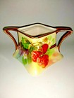 LIMOGES ANTIQUE HAND PAINTED SIGNED SUGAR BOWL BERRIES & BLOOMS W/  GOLD HANDLES — photo 2