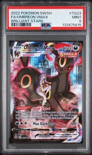 PSA 9 Umbreon VMAX TG23/TG30 Brilliant Stars FA Pokemon Card Trainer Gallery