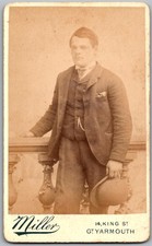 CDV Circa 1880s Miller Young Man With Mustache In Suit Yarmouth UK