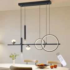 Modern LED Pendant Lights, Dimmable 39in Linear Wave LED Chandelier Lighting,...