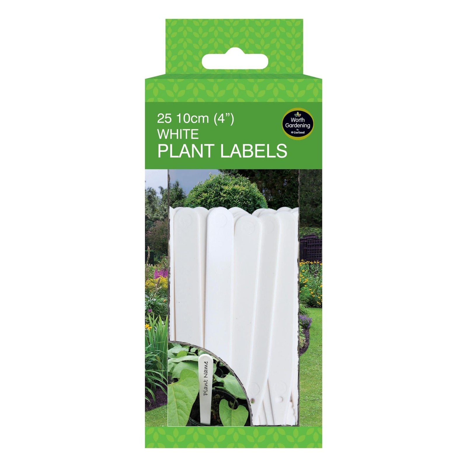 Garland Plant Labels Plastic White Outdoor Pack of 25 Durable 10cm (4"")