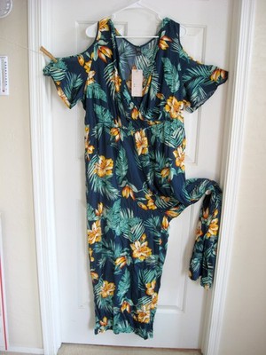 NEW Green Yellow Black  Hawaiian Print Jumpsuit- Size 4X - Emory Rose