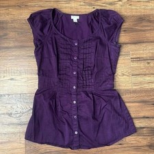 Dynamite Purple Pintuck Babydoll Blouse Women XS Y2K Coquette Cottagecore 2000s