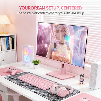27 Inch Pastel Pink Gaming Monitor QHD 2560X1440 180/200Hz 1Ms GTG