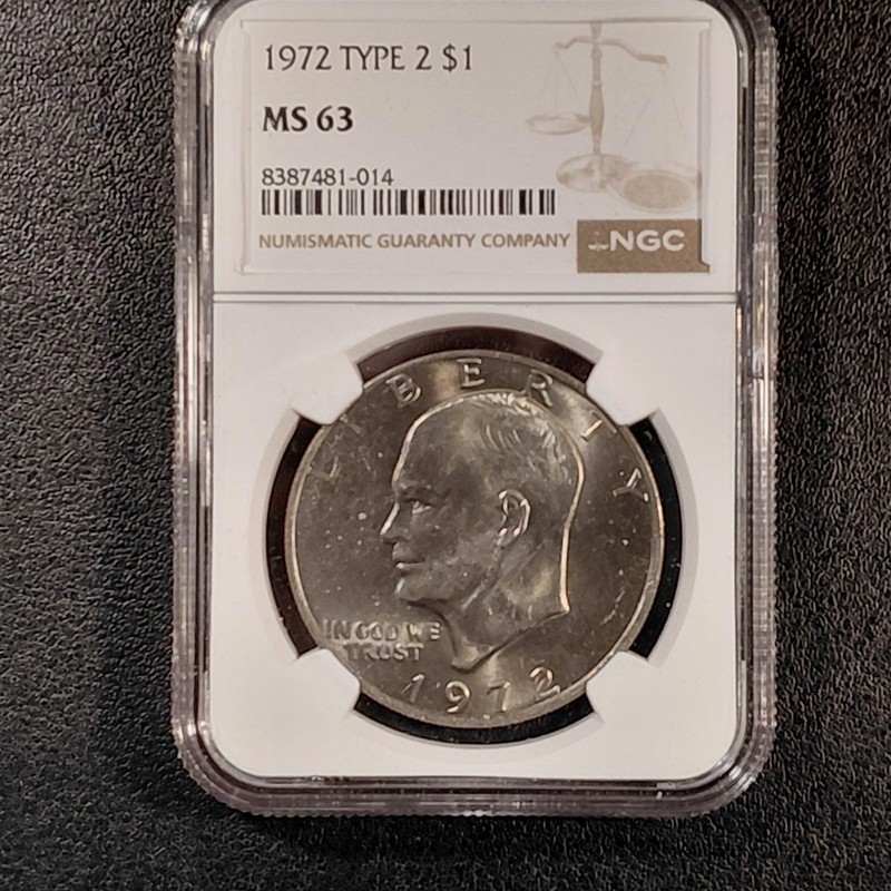 Eisenhower Dollar 1972 P Type 2.  NGC MS63 (King of the Ikes).