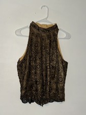 Vintage Papell Boutique Evening Women s Silk Zip Beaded Top Size Large