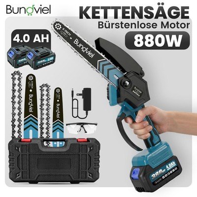 Mini Kettensäge 8+6 Zoll Akku Kettensäge 2IN1 Elektro Einhandsäge mit 2x 4000mAh