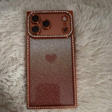 Rose Gold Glitter Heart Design Luxury Fitted Cell Phone Case with Rhinestones