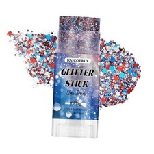 Red White and Blue Face Body Glitter Stick, Chunky Sequins Body Face Flag