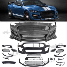 For Ford Mustang 2018-2023 Front Bumper Cover Grille Lip GT500 Style Upgrade Kit