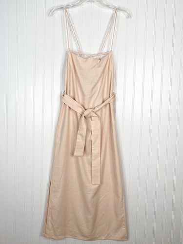 Sophie Rue NWT Margo Tie Waist Dress Size Small Linen Blend Tan Pink - Picture 1 of 5