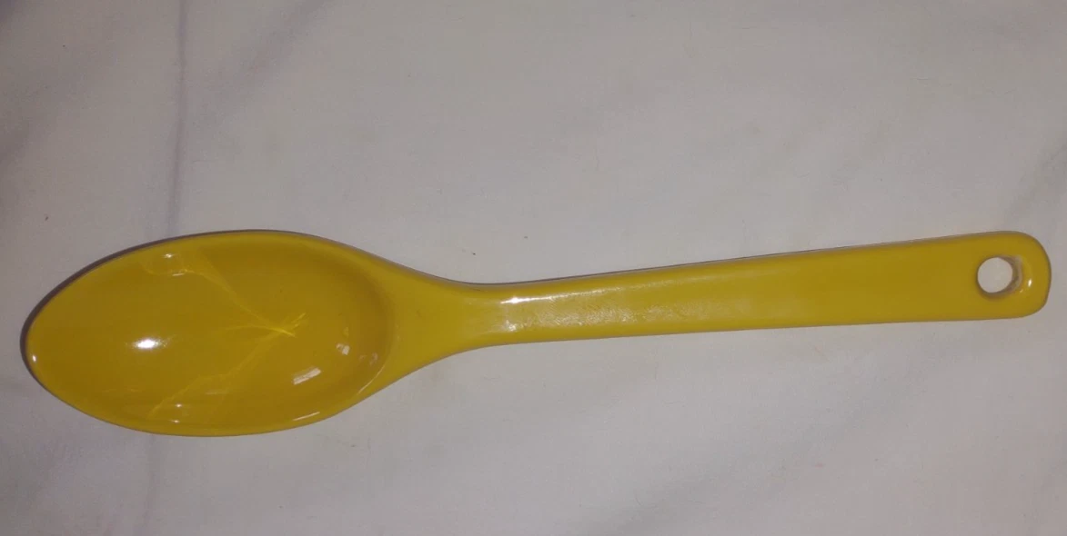 Vtg Yellow Ceramic 11" Serving Spoon- Part of a Fiesta Collection-Kitchen Kraft?