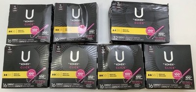 U By Kotex Click Compact Unscented Tampons, Regular, 128 Total
