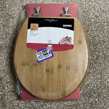 MAYFAIR 9601CP 263 Toilet Seat Chrome Hinges ROUND Natural Oak Veneer 16.5" New